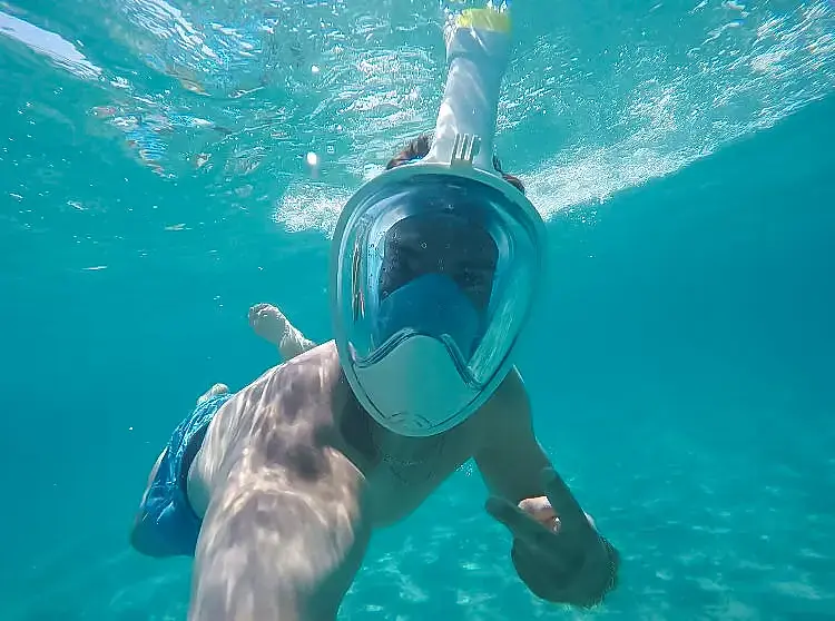 Maschera da snorkeling Freebreath in vetro tondo Vista 6